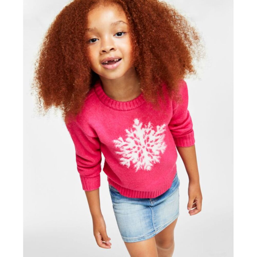 Holiday Lane Little Girls Snowflake Crewneck Sweater